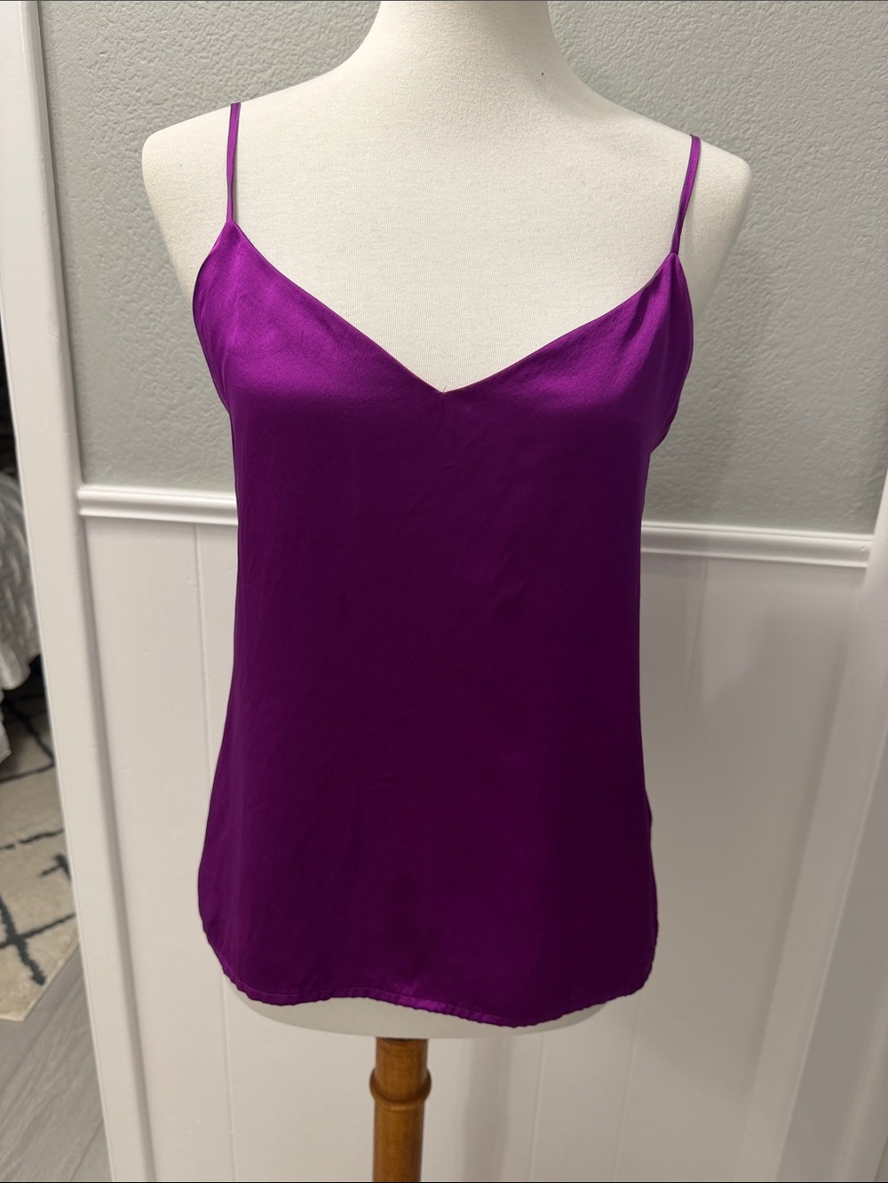 L'AGENCE V-Neck Silk Cami in Vibrant Purple - Size XS